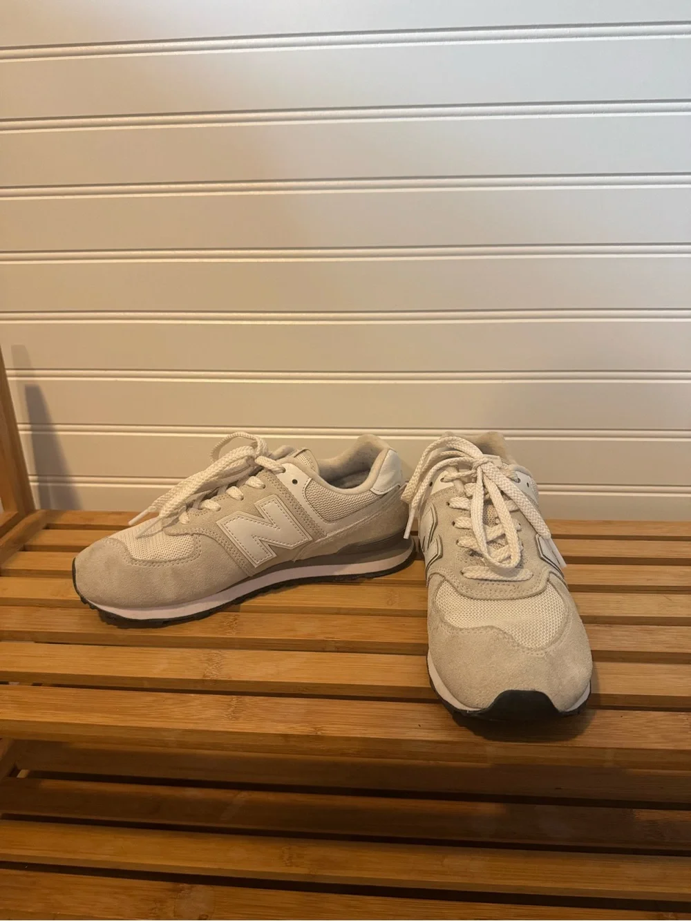 New Balance White and Grey Low-Top Sneakers